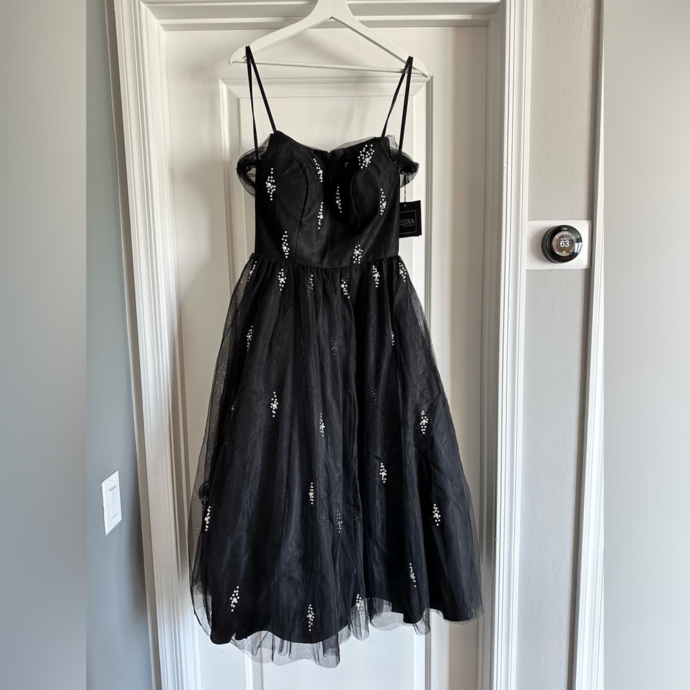 Mac Duggal Embellished Off-The-Shoulder Midi-Dress - Picture 2 of 5